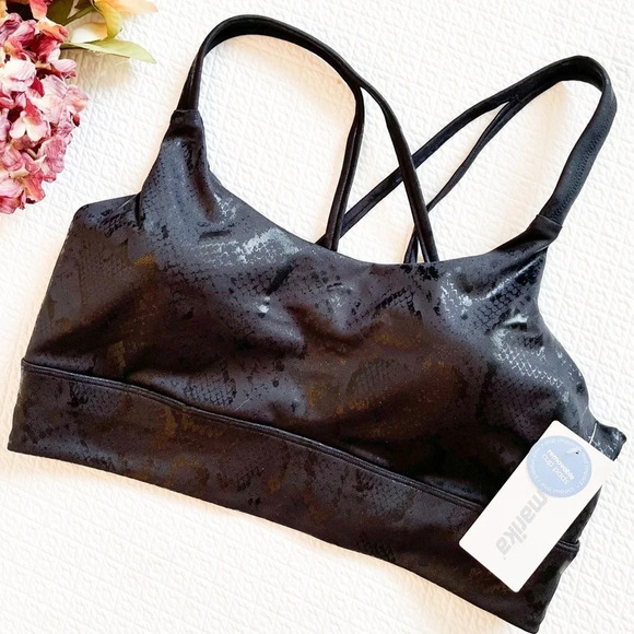 NWT Marika Black Python Foil Sports Bra Size XL - Picture 1 of 10